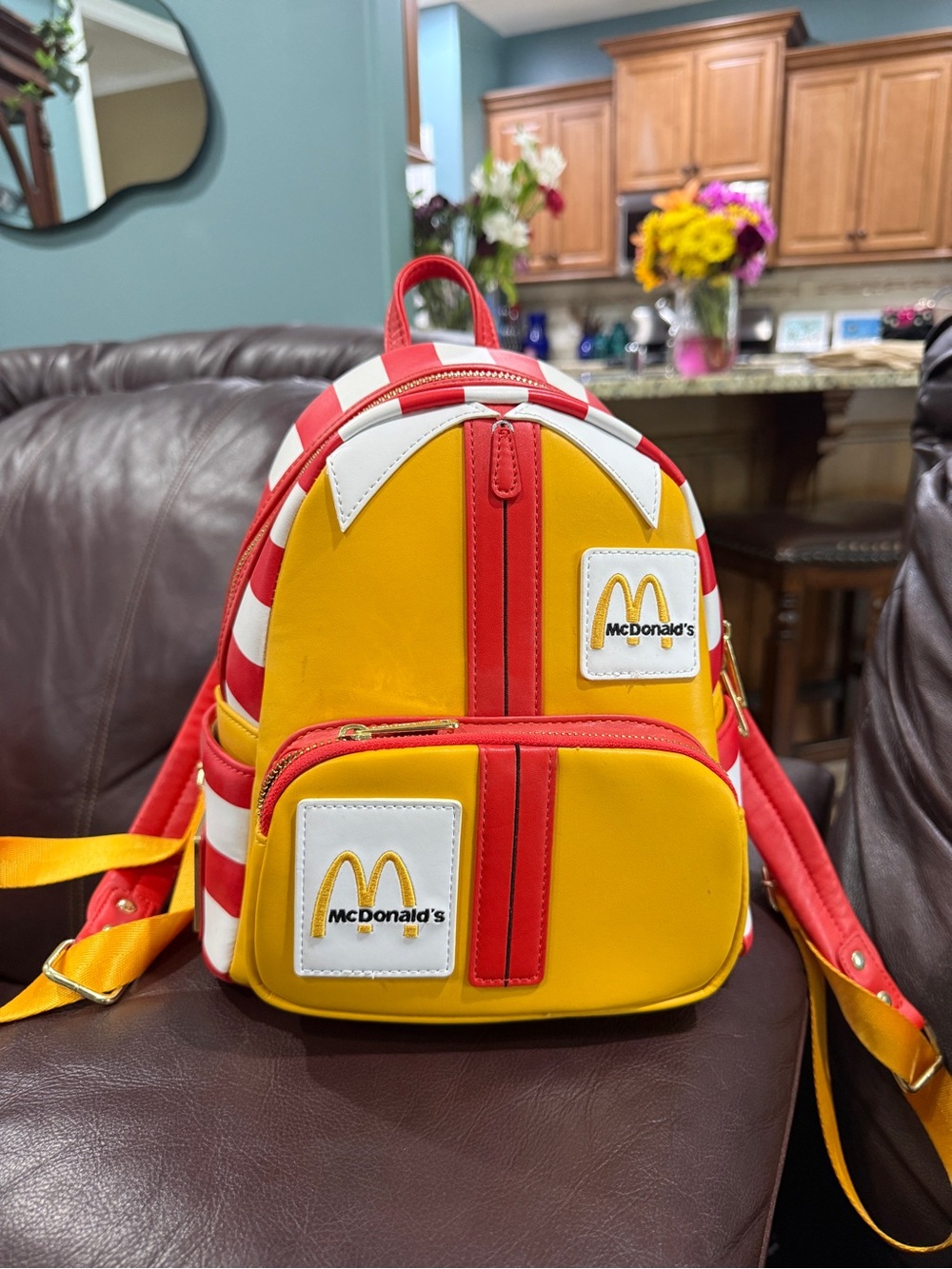 McDonald's Red, Yellow & White Striped Mini Backpack with wallet